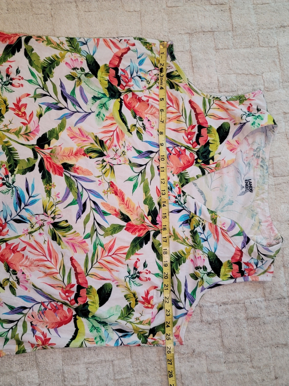 LANDS END 100% Cotton Vibrant Floral Print Sleeveless Dress Women's Size 2X - Picture 3 of 7